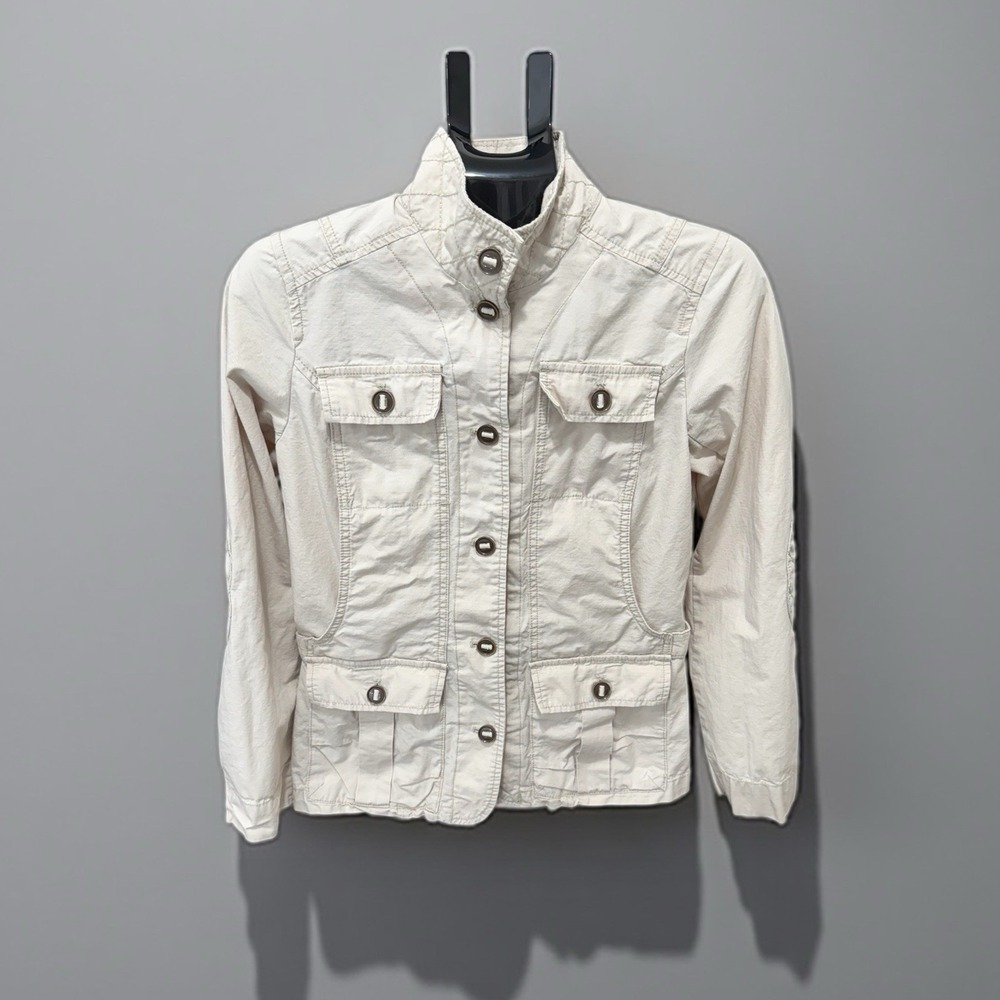 Eddie Bauer Utility Field Jacket Women's Medium Button Up Cargo Padded Elbows